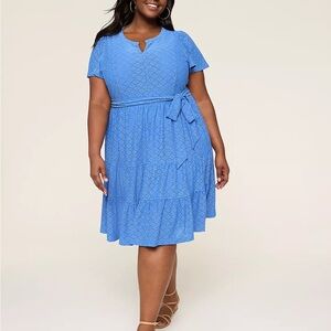 Lane Bryant Blue Midi Dress with Bow